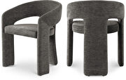 Contemporary soft gray plush fabric dining chair by Meridian additional picture 8