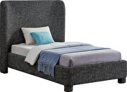 Linen textured black fabric platform twin bed by Meridian additional picture 6