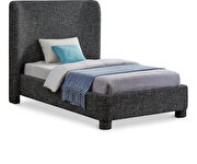 Linen textured black fabric platform twin bed by Meridian additional picture 7