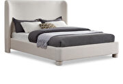 Linen textured cream fabric platform full size bed by Meridian additional picture 7