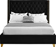 Modern gold legs / nailheads black velvet bed by Meridian additional picture 6