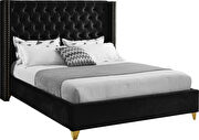 Modern gold legs / nailheads black velvet full bed by Meridian additional picture 6