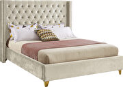 Modern gold legs / nailheads cream velvet bed by Meridian additional picture 6