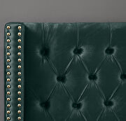 Modern gold legs / nailheads green velvet bed additional photo 2 of 6