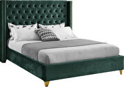 Modern gold legs / nailheads green velvet full bed by Meridian additional picture 7