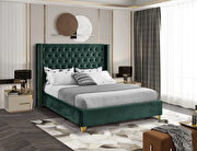 Modern gold legs / nailheads green velvet king bed by Meridian additional picture 4
