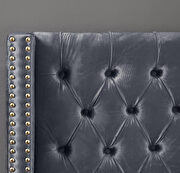 Modern gold legs / nailheads gray velvet bed by Meridian additional picture 2