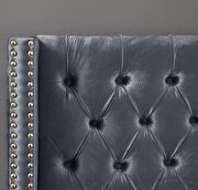 Modern gold legs / nailheads gray king velvet bed additional photo 2 of 6