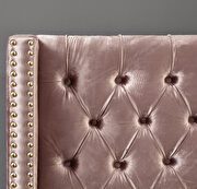 Modern gold legs / nailheads pink velvet bed additional photo 5 of 6