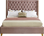 Modern gold legs / nailheads pink velvet bed by Meridian additional picture 6