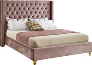 Modern gold legs / nailheads pink velvet bed by Meridian additional picture 7