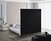 Textured cream linen fabric king bed in modern style additional photo 2 of 6