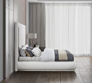 Textured cream linen fabric king bed in modern style additional photo 3 of 6