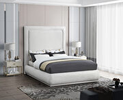 Textured cream linen fabric king bed in modern style additional photo 4 of 6