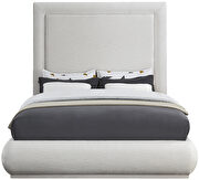 Textured cream linen fabric king bed in modern style additional photo 5 of 6