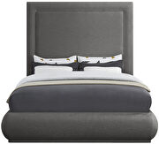 Textured gray linen fabric bed in modern style additional photo 5 of 6