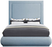 Textured sky blue linen fabric king bed in modern style additional photo 5 of 6
