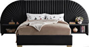 Elegant channel tufted radial design velvet bed by Meridian additional picture 2