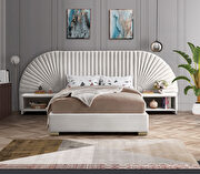 Elegant channel tufted radial design velvet king size bed additional photo 2 of 5