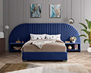 Elegant channel tufted radial design velvet king bed by Meridian additional picture 2