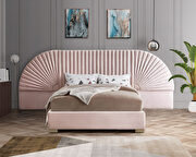 Elegant channel tufted radial design velvet bed by Meridian additional picture 7