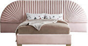 Elegant channel tufted radial design velvet king bed by Meridian additional picture 3