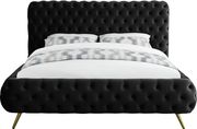 Black tufted uplholstered contemporary bed by Meridian additional picture 3