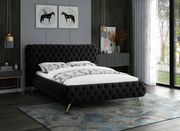 Black tufted uplholstered contemporary king bed by Meridian additional picture 3