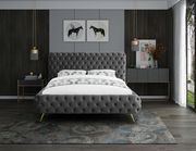 Gray tufted uplholstered contemporary bed by Meridian additional picture 4