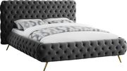 Gray tufted uplholstered contemporary king bed by Meridian additional picture 2