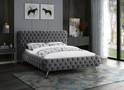 Gray tufted uplholstered contemporary king bed by Meridian additional picture 3