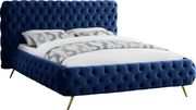 Navy tufted uplholstered contemporary bed by Meridian additional picture 2