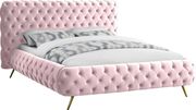 Pink tufted uplholstered contemporary bed by Meridian additional picture 2
