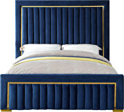 Gold trim high headboard velvet upholstery bed by Meridian additional picture 2