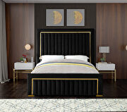 Gold trim high headboard velvet upholstery bed by Meridian additional picture 3