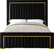 Gold trim high headboard velvet upholstery king bed by Meridian additional picture 2