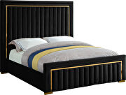 Gold trim high headboard velvet upholstery king bed by Meridian additional picture 4