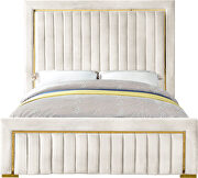 Gold trim high headboard velvet upholstery bed by Meridian additional picture 2