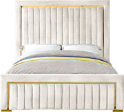 Gold trim high headboard velvet upholstery king bed additional photo 2 of 3