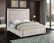 Gold trim high headboard velvet upholstery king bed by Meridian additional picture 3