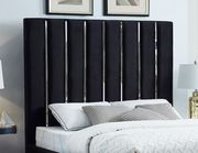 Black velvet bed w/ vertical slice style headboard by Meridian additional picture 2