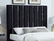 Black velvet bed w/ vertical slice style headboard additional photo 2 of 4
