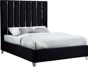 Black velvet bed w/ vertical slice style headboard additional photo 3 of 4