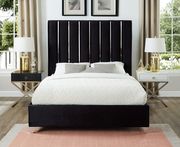 Black velvet bed w/ vertical slice style headboard additional photo 4 of 4