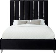 Black velvet bed w/ vertical slice style headboard additional photo 5 of 4