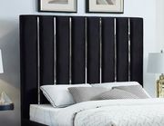 Black velvet bed w/ vertical slice style headboard by Meridian additional picture 3
