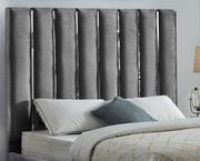 Gray velvet bed w/ vertical slice style headboard additional photo 4 of 3
