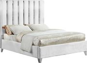 White velvet bed w/ vertical slice style headboard by Meridian additional picture 3