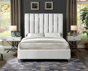 White velvet bed w/ vertical slice style headboard by Meridian additional picture 4