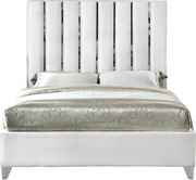 White velvet bed w/ vertical slice style headboard by Meridian additional picture 3